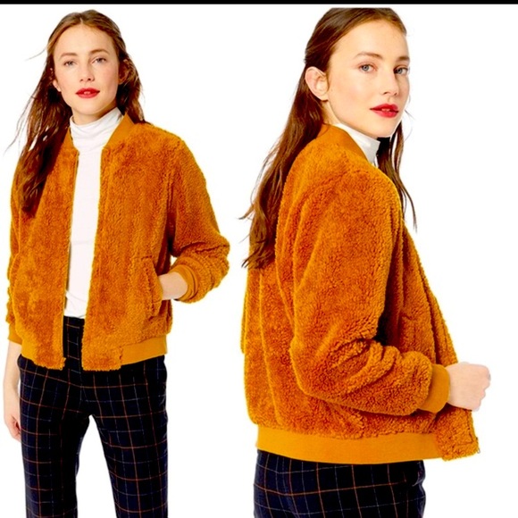J Crew Sherpa Teddy Bomber Jacket 
